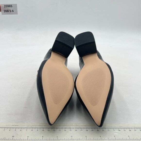 YDN Black Pointed Toe Loafers Slip On Chunky Heel Pumps Business Office Shoes